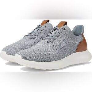 Johnston & Murphy Men’s 10 Gray Knit U-Throat Tan Leather detail Sneakers